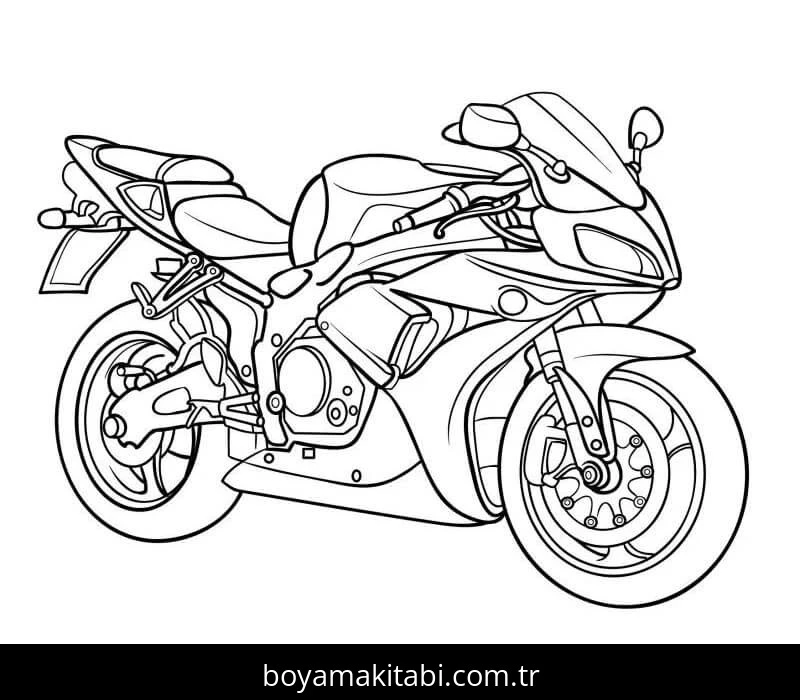Motosiklet boyama sayfası #186 – çocuklar için, çizgi film temalı