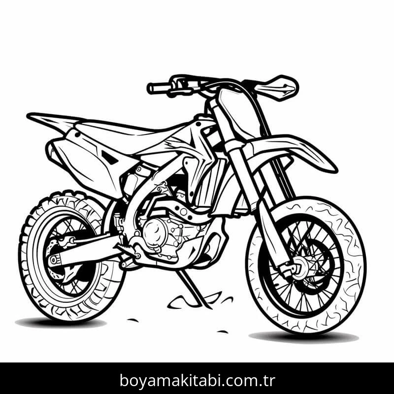 Motosiklet boyama sayfası #192 – sevimli karakter, sanatsal çalışma