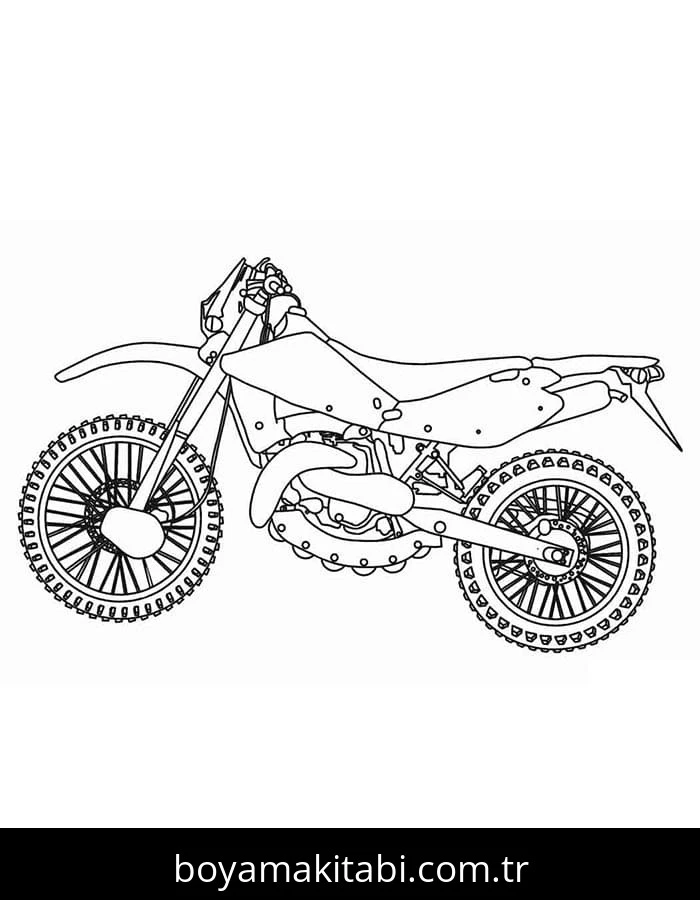 Motosiklet boyama sayfası #200 – basit çizim, yaz tatili etkinliği