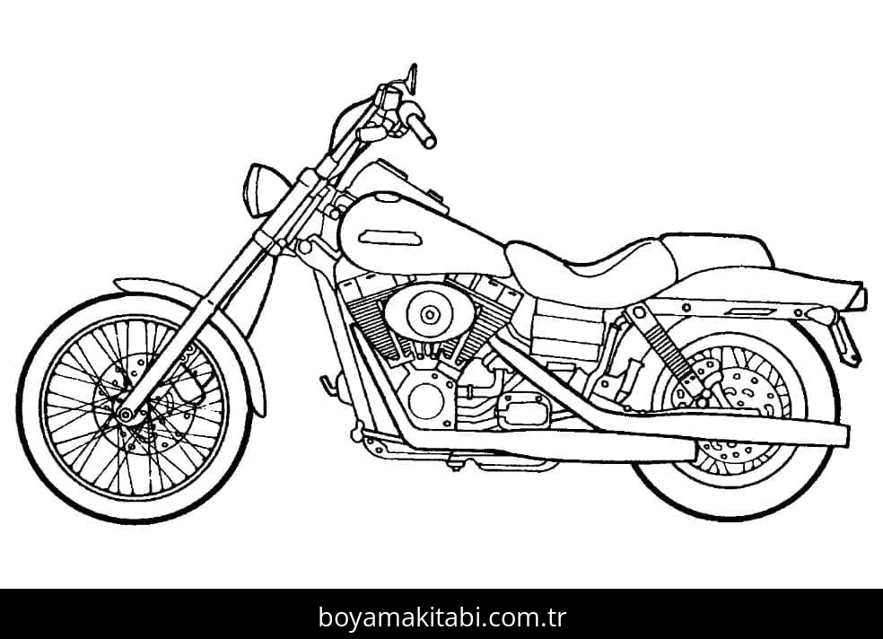 Motosiklet boyama sayfası #203 – renkli çizimler, dikkat ve odaklanma geliştirir