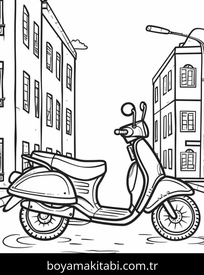 Motosiklet boyama sayfası #205 – ilkokul öğrencileri için, hayal gücünü besler