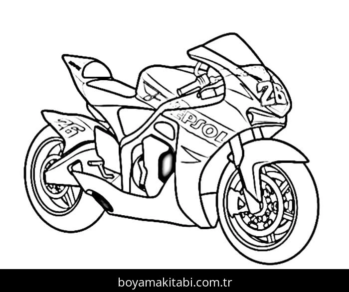 Motosiklet boyama sayfası – yaratıcılığı geliştirir, keyifli zaman