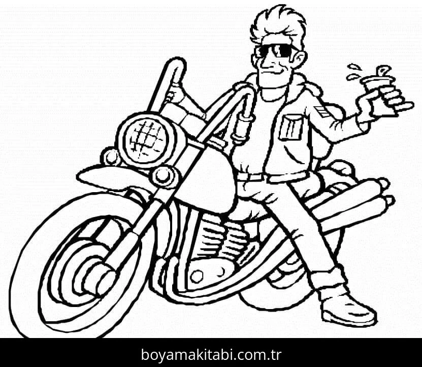 Motosiklet boyama sayfası – boyama etkinliği, çocuk aktivitesi