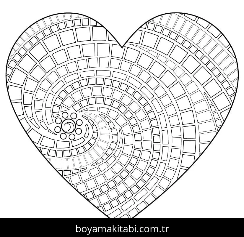 Mozaik boyama sayfası – çizgi film temalı, basit çizim