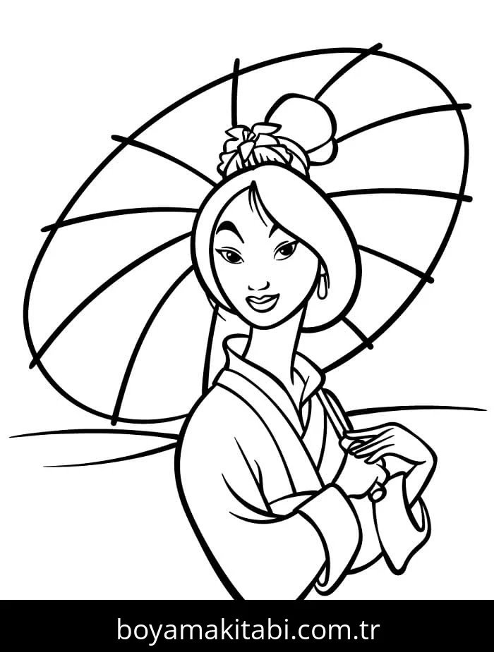 Mulan boyama sayfası #38 – eğlenceli etkinlik, el becerilerini geliştirir
