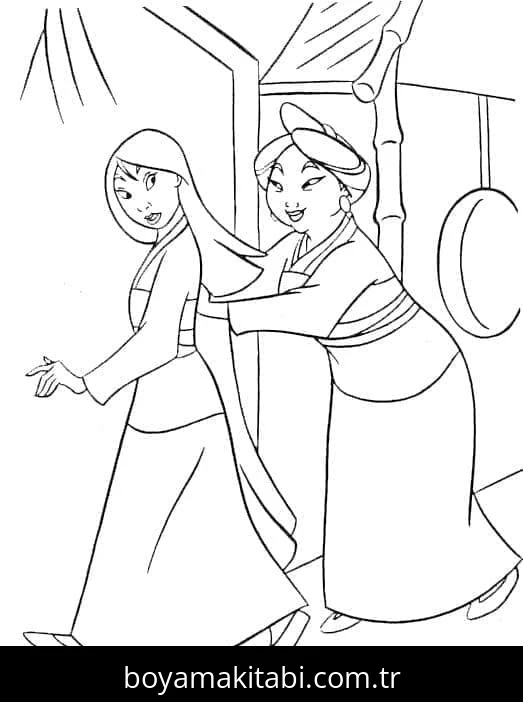 Mulan boyama sayfası #42 – sevimli karakter, sanatsal çalışma