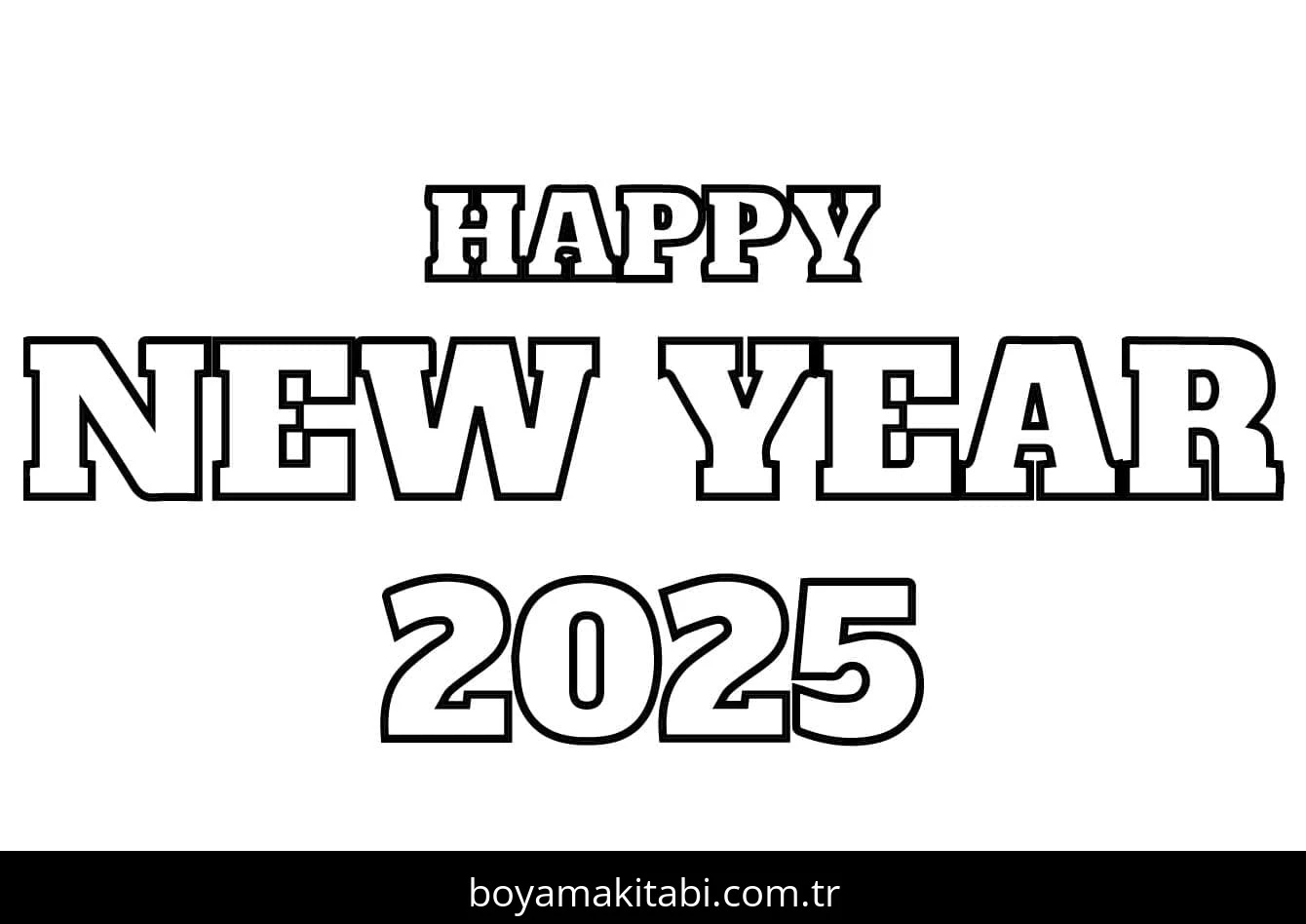 Mutlu Yıllar 2025 boyama sayfası #41 – sevimli karakter, sanatsal çalışma
