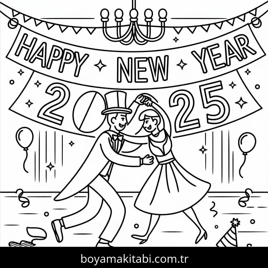 Mutlu Yıllar 2025 Boyama