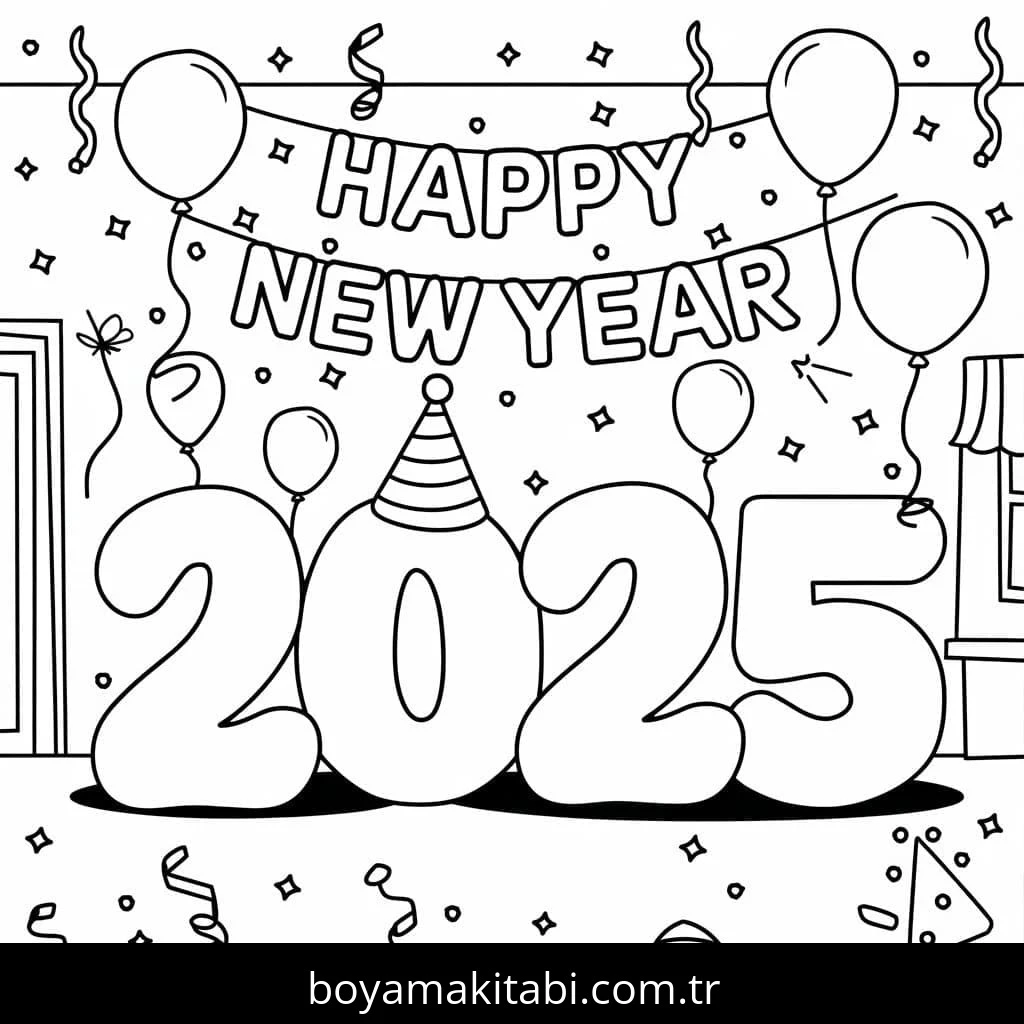 Mutlu Yıllar 2025 Boyama