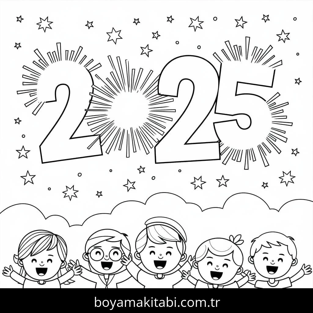 Mutlu Yıllar 2025 Boyama