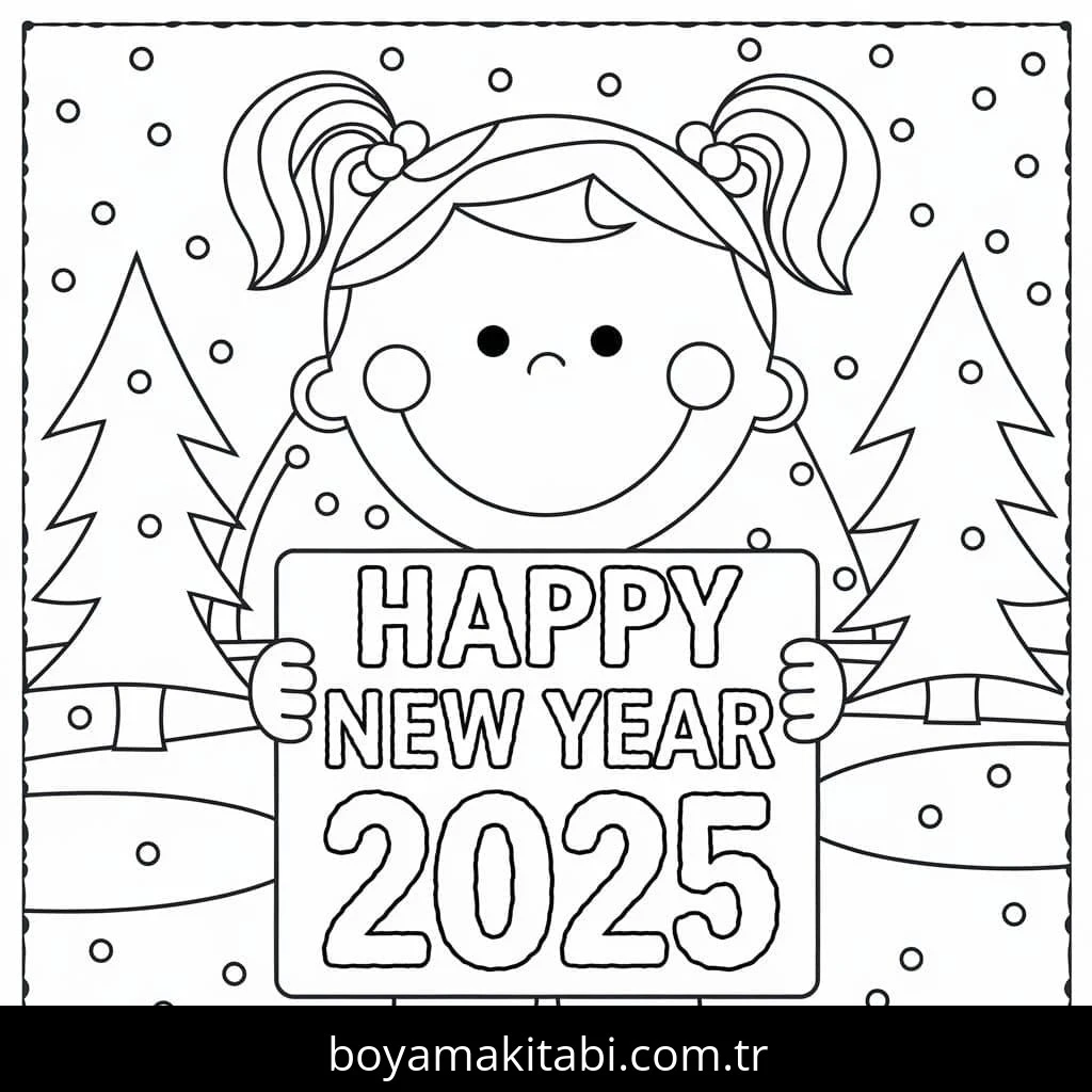 Mutlu Yıllar 2025 Boyama