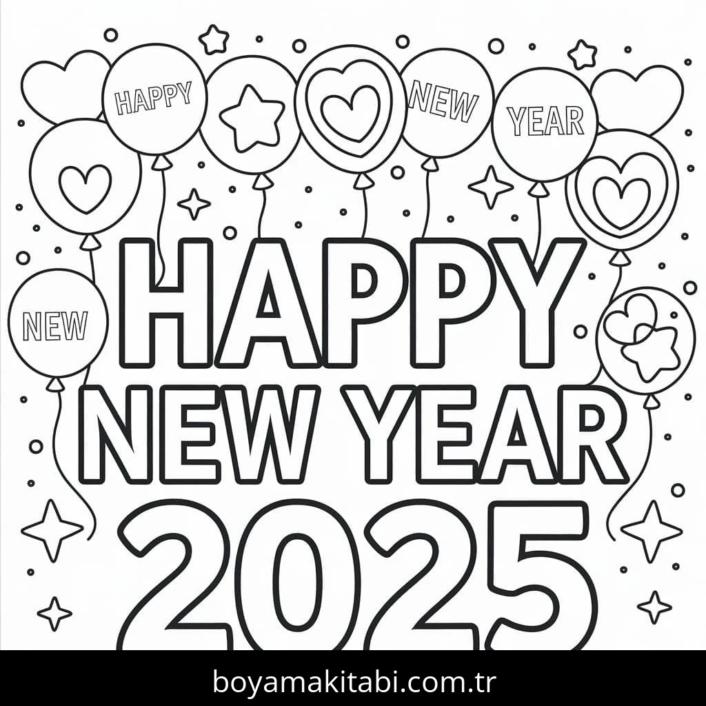 Mutlu Yıllar 2025 Boyama