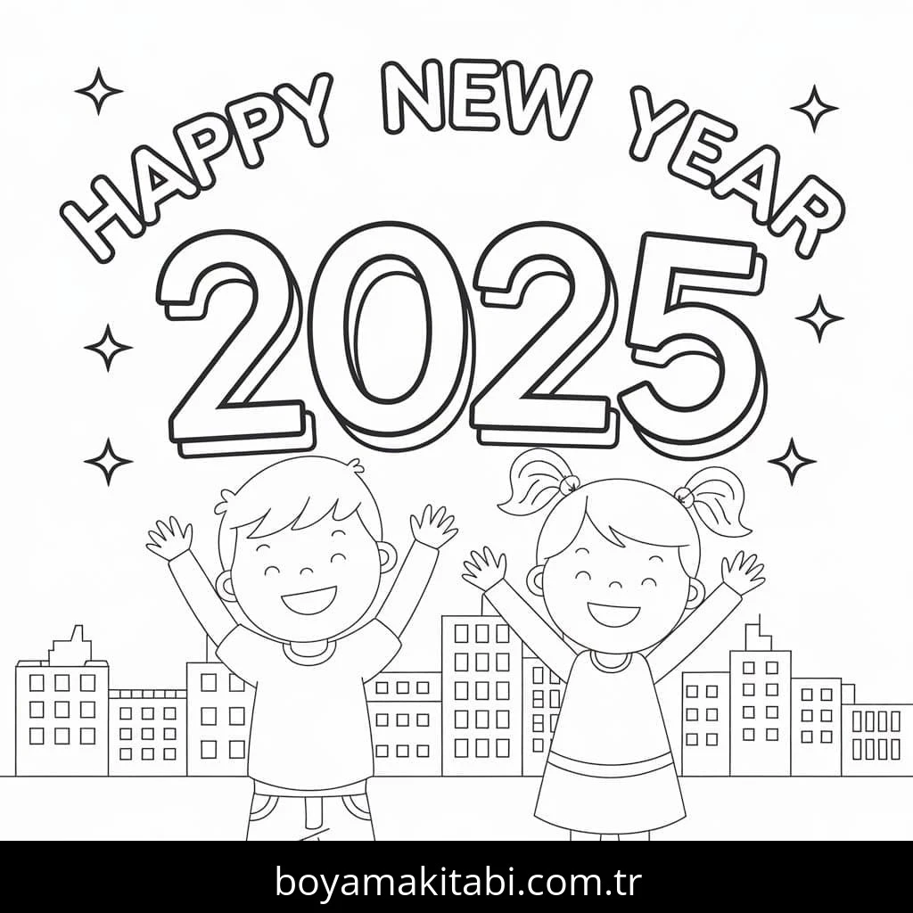 Mutlu Yıllar 2025 Boyama