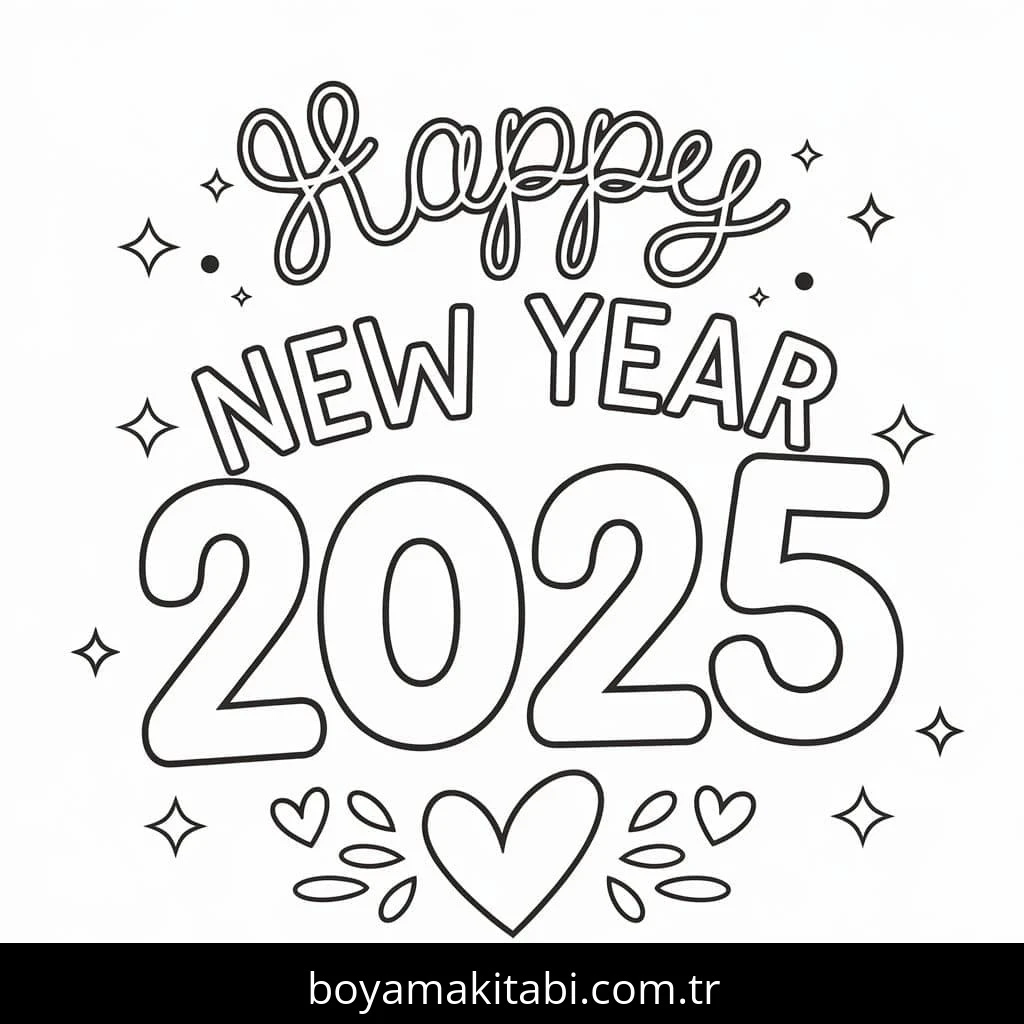 Mutlu Yıllar 2025 Boyama