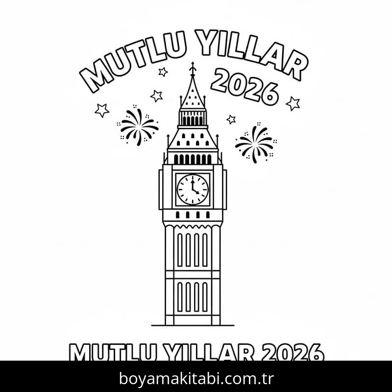 Mutlu Yıllar 2026 Boyama