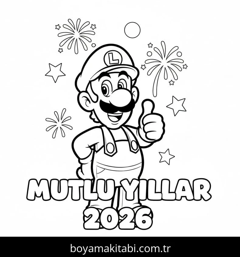 Mutlu Yıllar 2026 boyama sayfası – eğitici aktivite, yaratıcılık