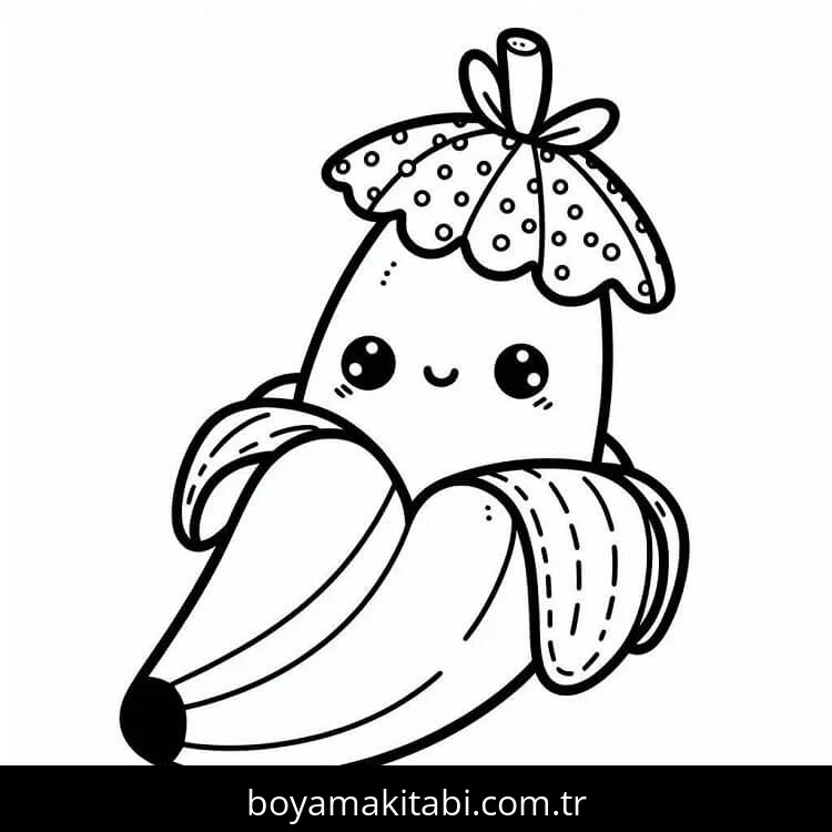 Muz boyama sayfası – çocuk aktivitesi, PDF indir