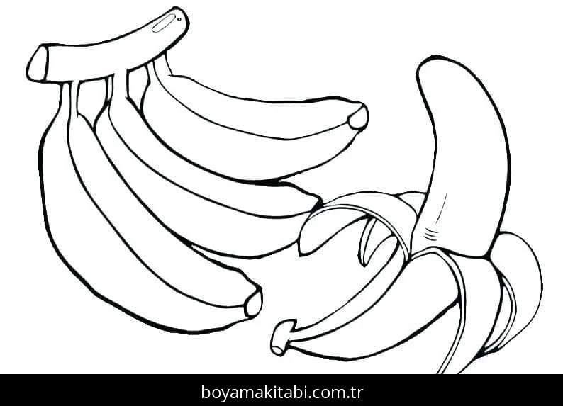 Muz boyama sayfası – çocuklar için, çizgi film temalı
