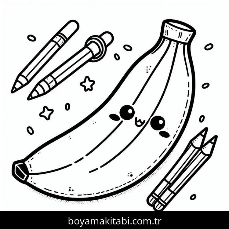 Muz boyama sayfası – sanatsal çalışma, çocuklar için