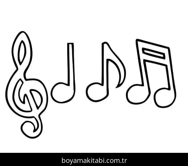 Müzik Notaları boyama sayfası #16 – evde etkinlik, anaokulu etkinliği