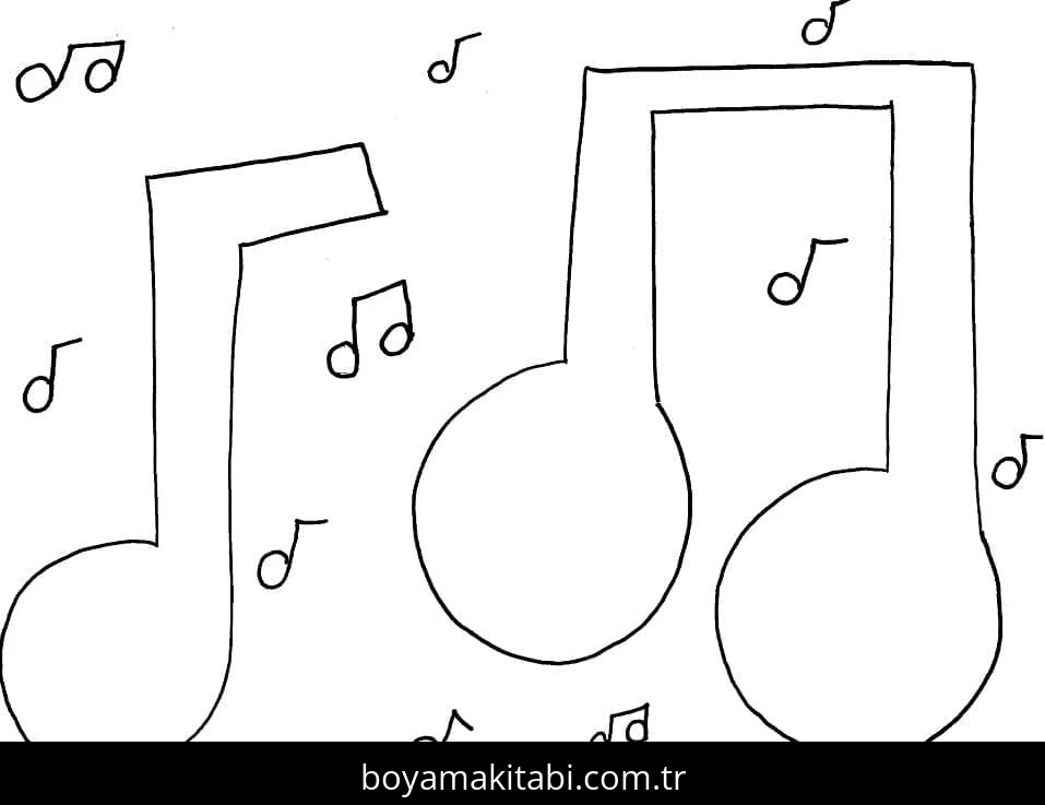 Müzik Notaları boyama sayfası #23 – anaokulu etkinliği, motor becerileri destekler
