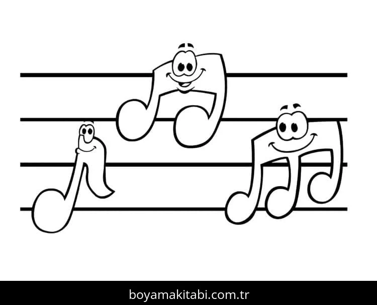 Müzik Notaları boyama sayfası #27 – doğum günü partisi aktivitesi, ekran süresine alternatif
