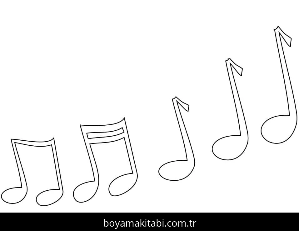 Müzik Notaları boyama sayfası #29 – dikkat ve odaklanma geliştirir, A4 baskıya uygun