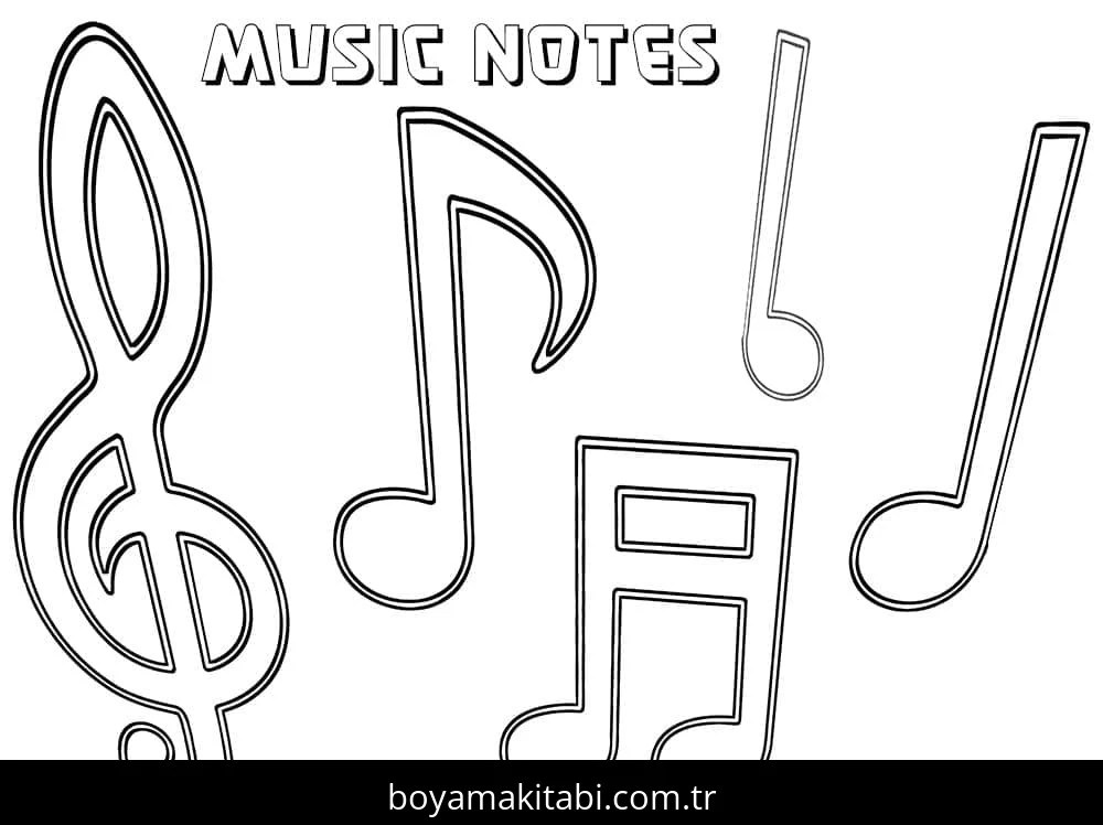 Müzik Notaları boyama sayfası #33 – sabır ve özgüven kazandırır, yaratıcı sanat çalışması