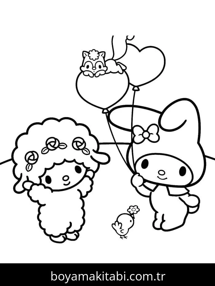 My Melody boyama sayfası – okul öncesi, evde etkinlik
