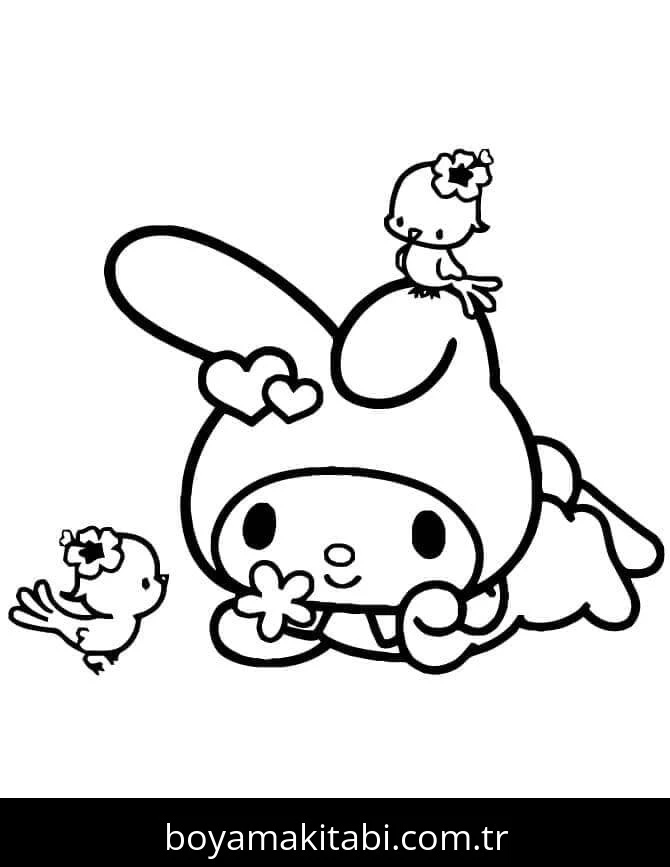 My Melody boyama sayfası – sevimli karakter, sanatsal çalışma
