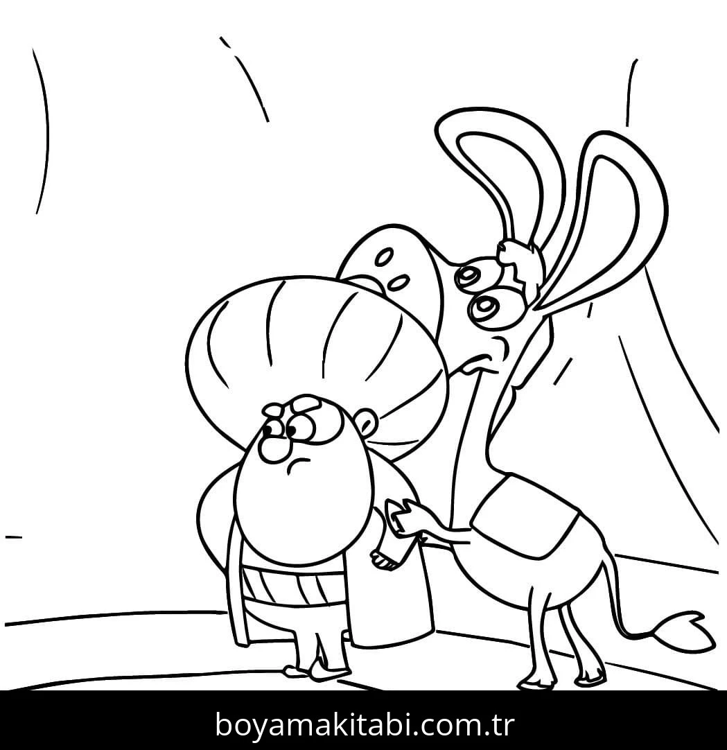 Nasreddin Hoca boyama sayfası – sanatsal çalışma, çocuklar için