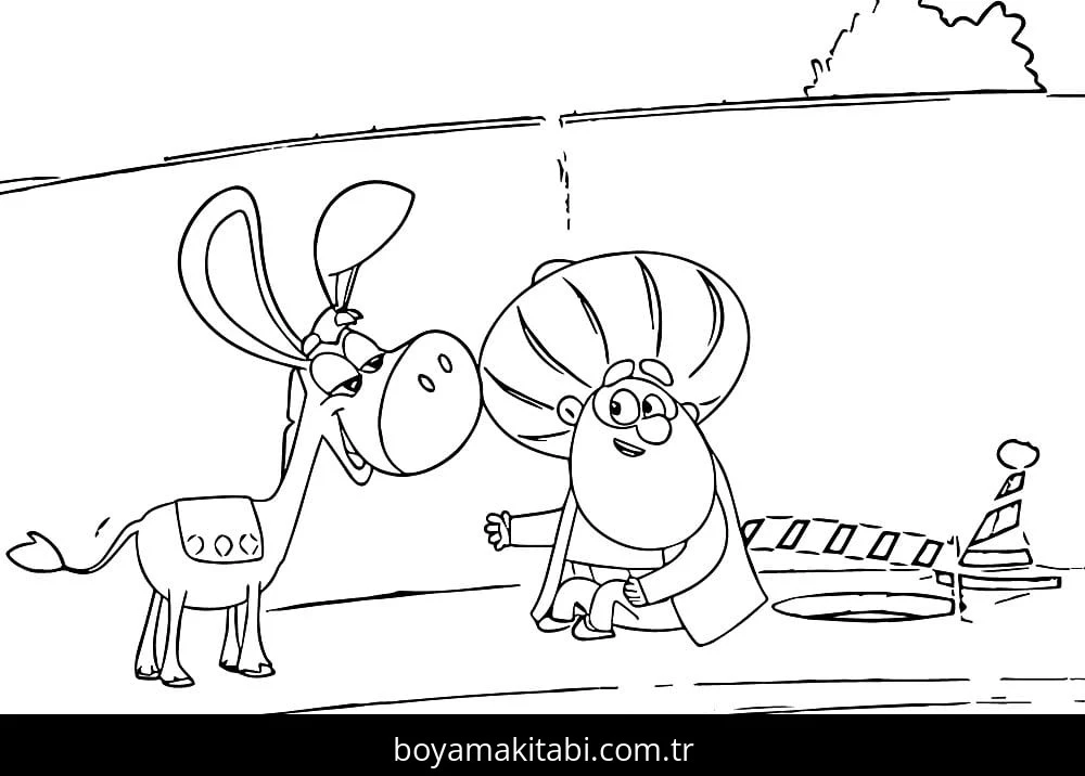 Nasreddin Hoca boyama sayfası – boyama çalışması, yaratıcılığı geliştirir