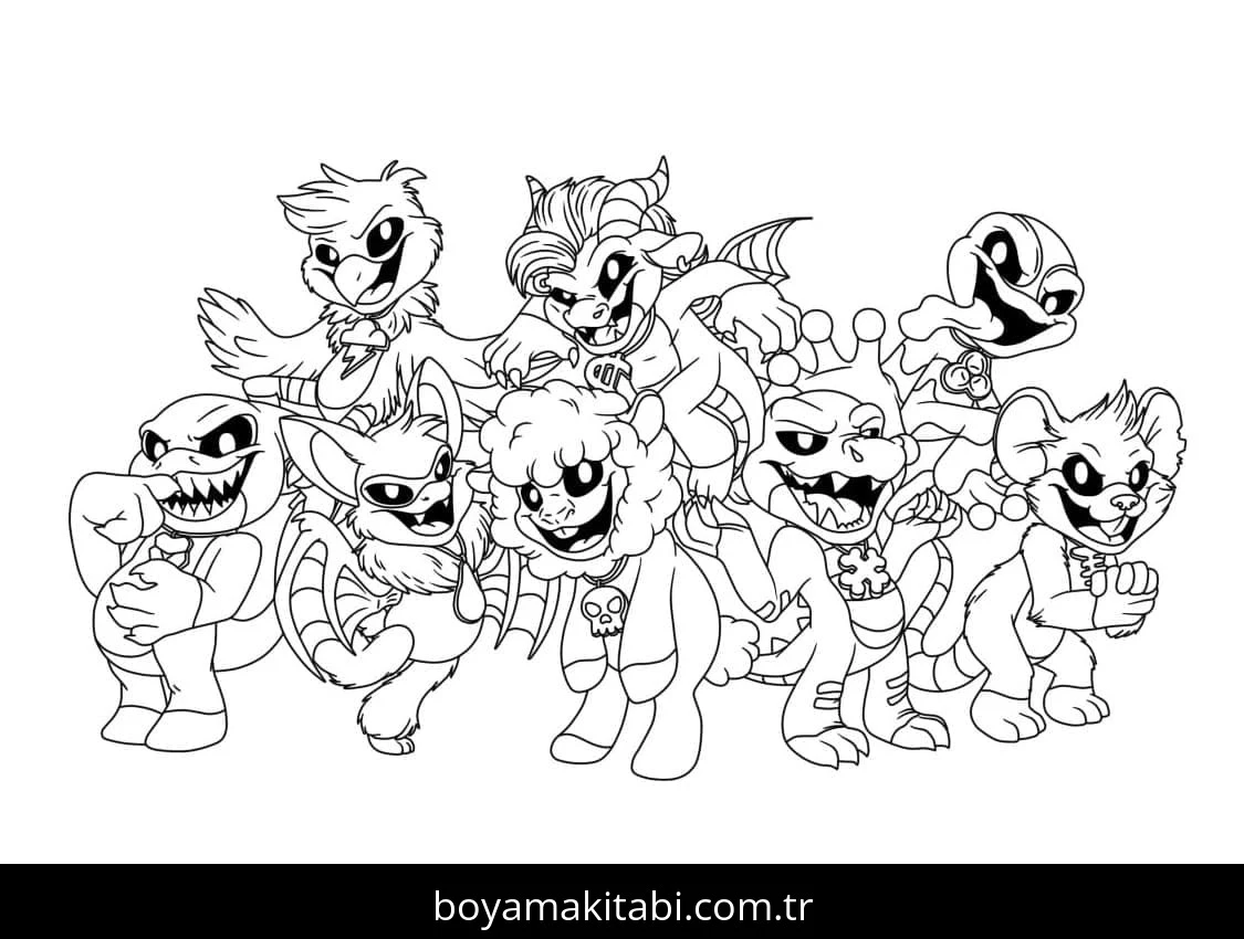 Nightmare Critters boyama sayfası – sanatsal çalışma, çocuklar için