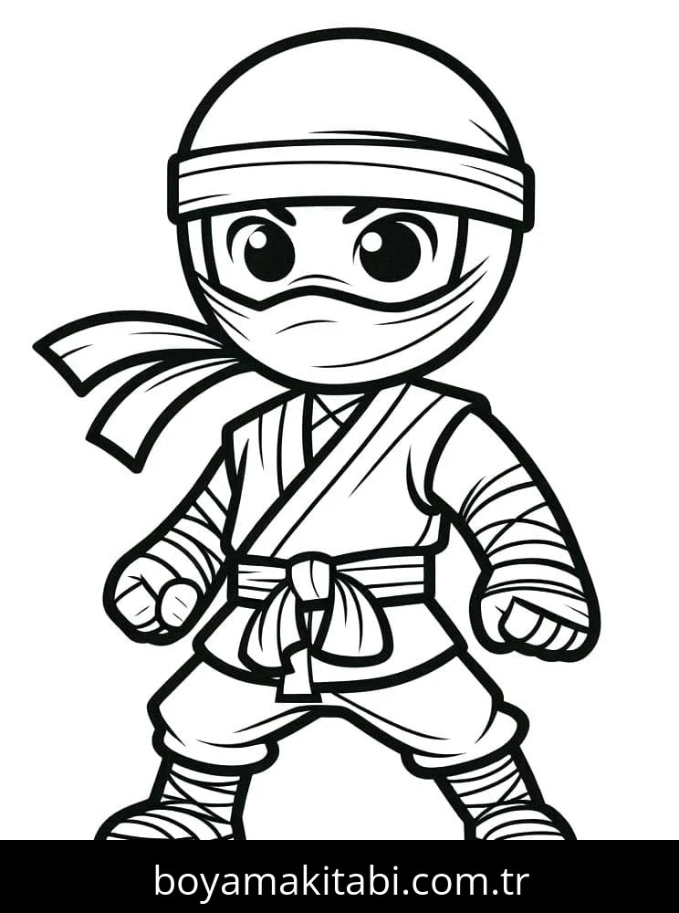 Ninja boyama sayfası – eğlenceli etkinlik, el becerilerini geliştirir
