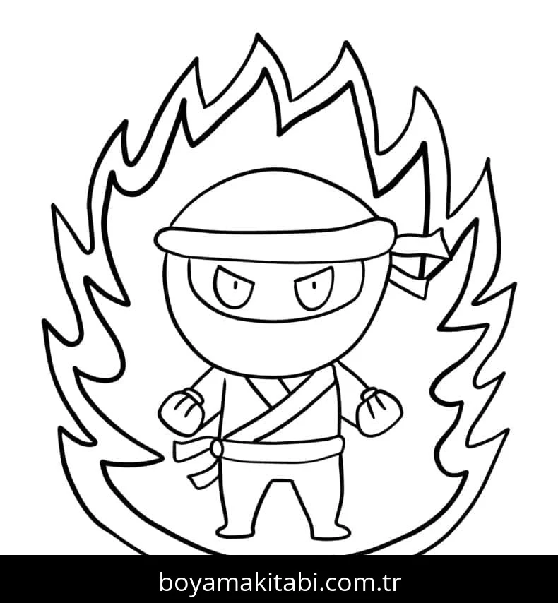 Ninja boyama sayfası – çocuk aktivitesi, PDF indir