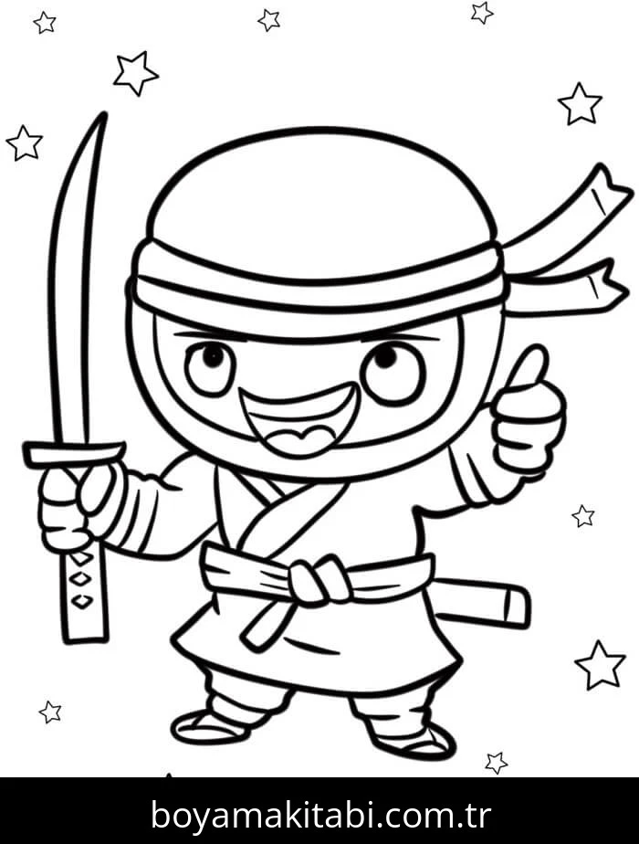 Ninja boyama sayfası – boyama çalışması, yaratıcılığı geliştirir