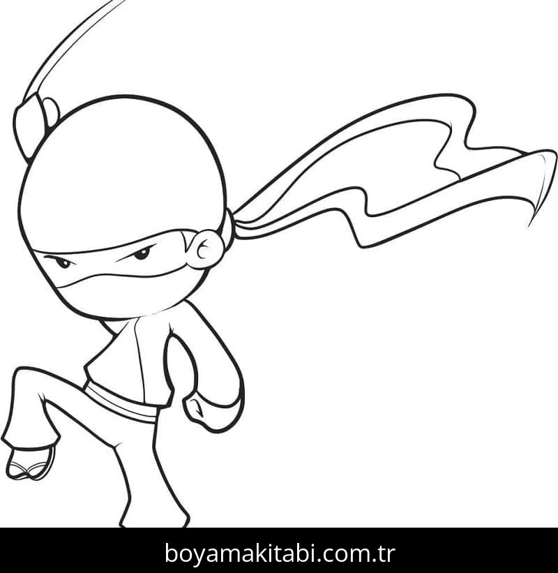Ninja boyama sayfası – çocuklar için, çizgi film temalı