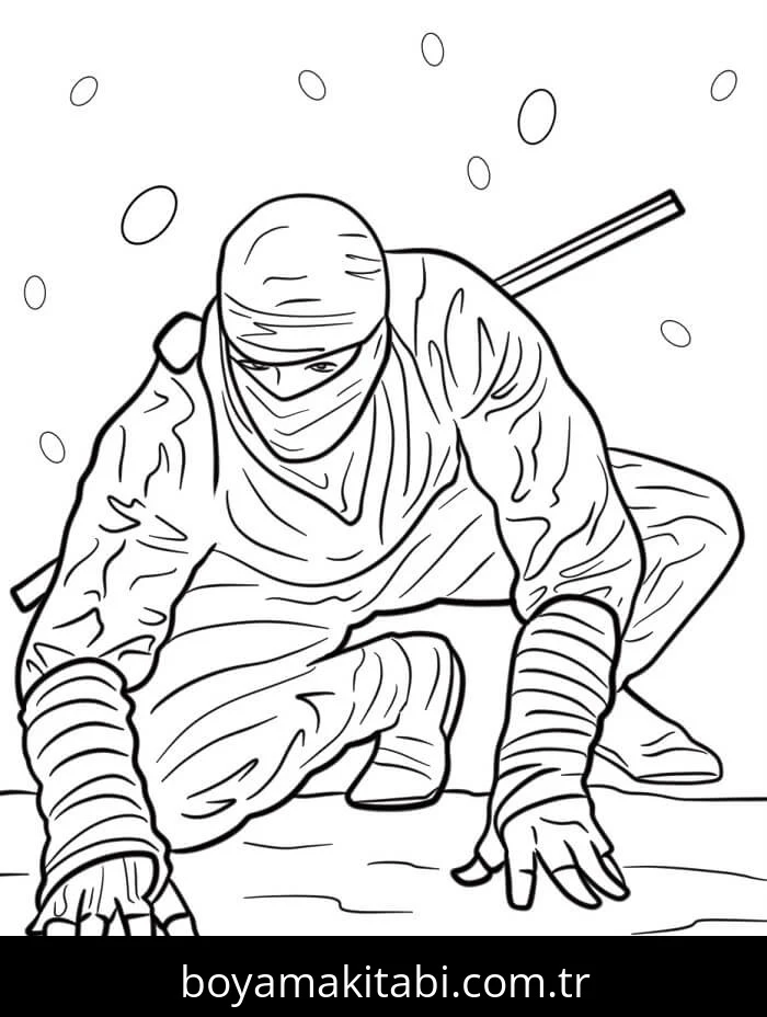 Ninja boyama sayfası – eğitici aktivite, yaratıcılık