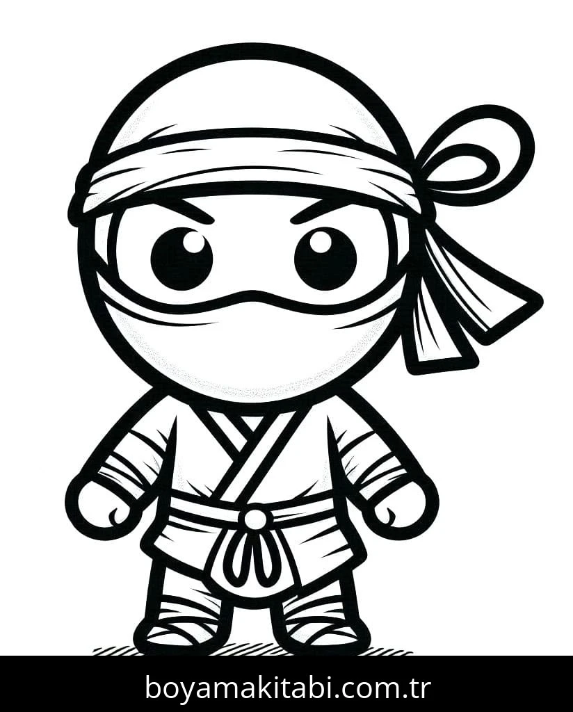 Ninja boyama sayfası – renkli çizimler, okul öncesi