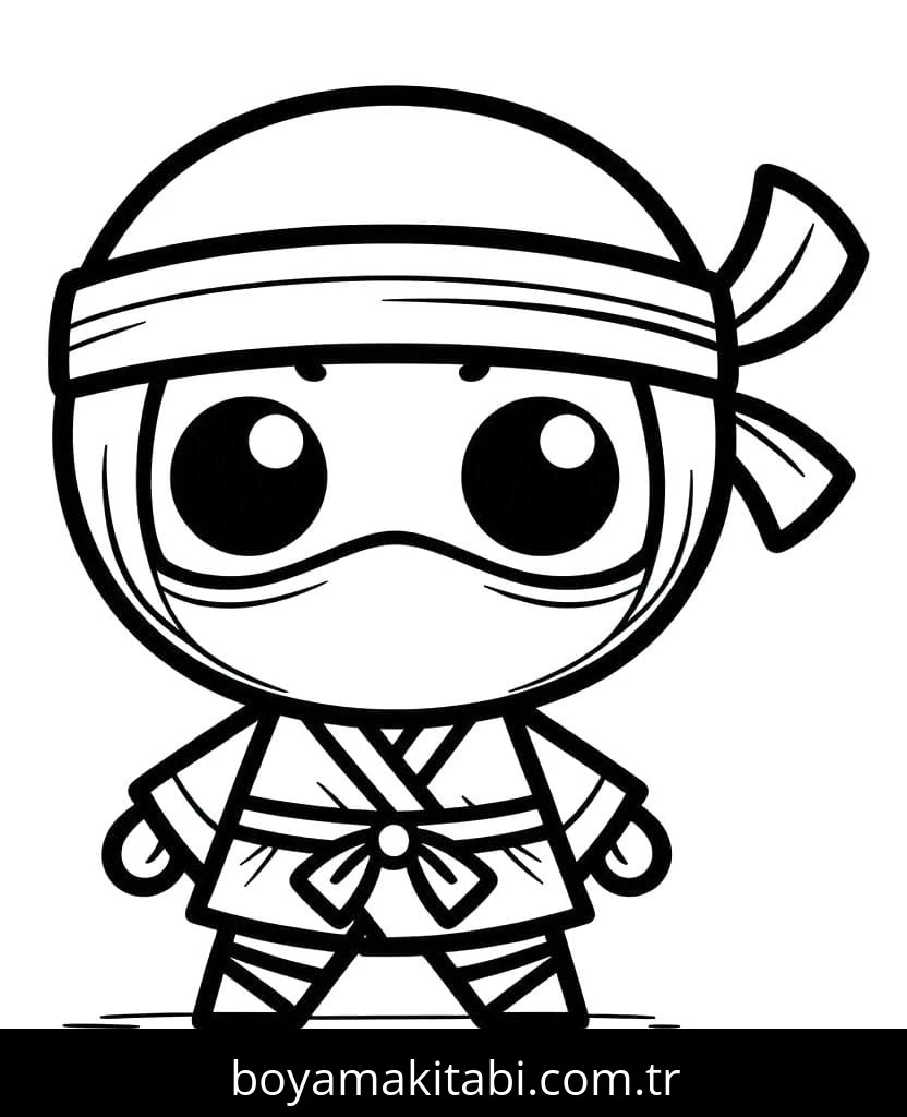 Ninja boyama sayfası – çocuklar için, çizgi film temalı