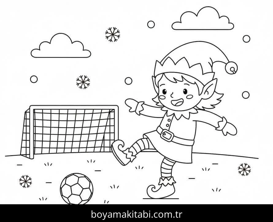 Noel Elfi boyama sayfası #13 – PDF indir, sevimli karakter