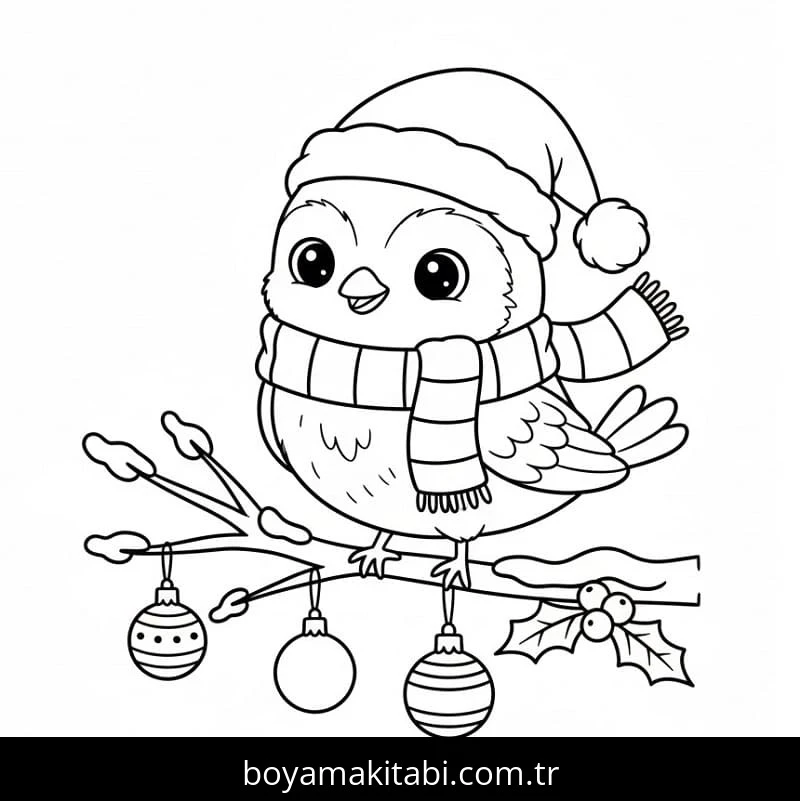 Noel Hayvanları boyama sayfası – PDF indir, sevimli karakter