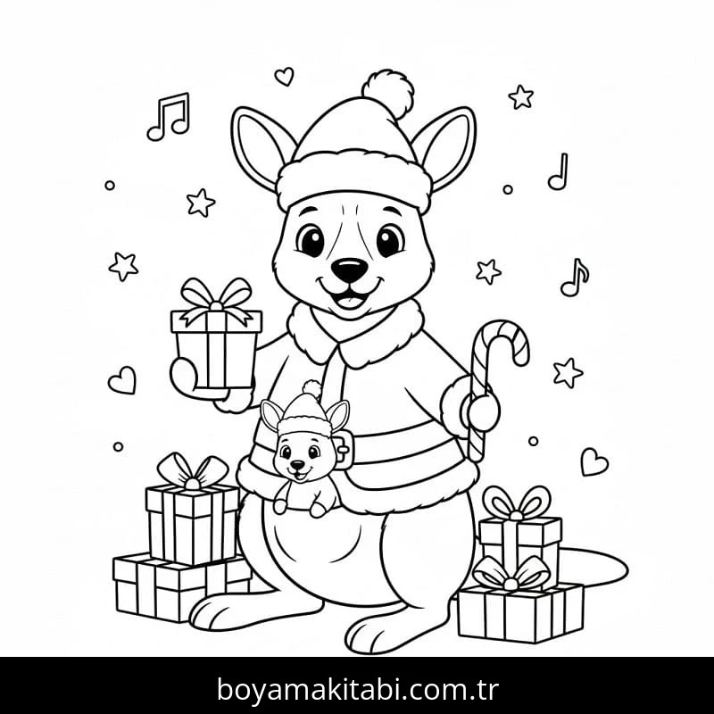 Noel Hayvanları boyama sayfası – kolay boyama, eğitici aktivite