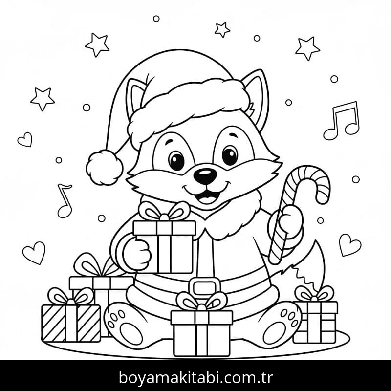 Noel Hayvanları boyama sayfası – basit çizim, kolay boyama