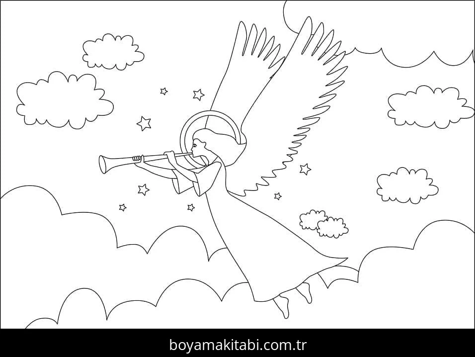 Noel Meleği boyama sayfası – ücretsiz yazdır, boyama etkinliği