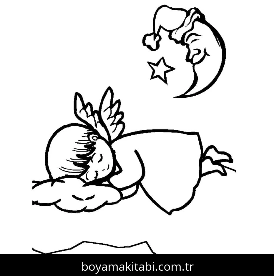 Noel Meleği boyama sayfası – kolay boyama, eğitici aktivite