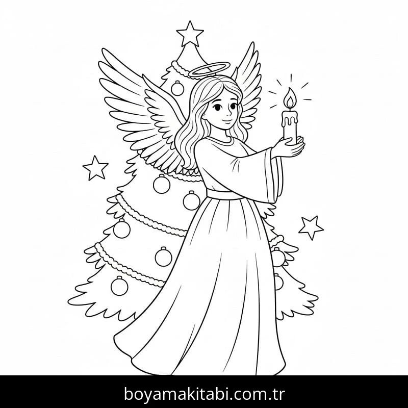 Noel Meleği boyama sayfası – okul öncesi, evde etkinlik