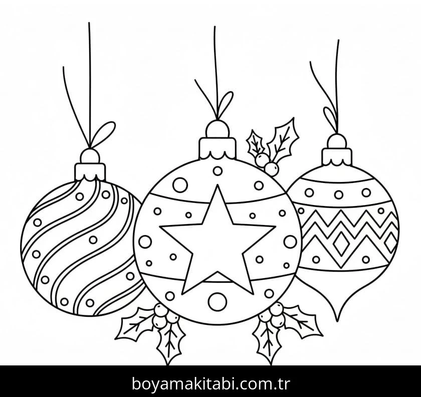 Noel Topları boyama sayfası – sanatsal çalışma, çocuklar için