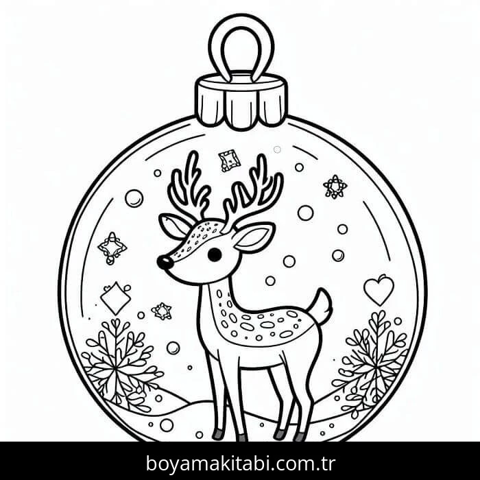 Noel Topları boyama sayfası – PDF indir, sevimli karakter