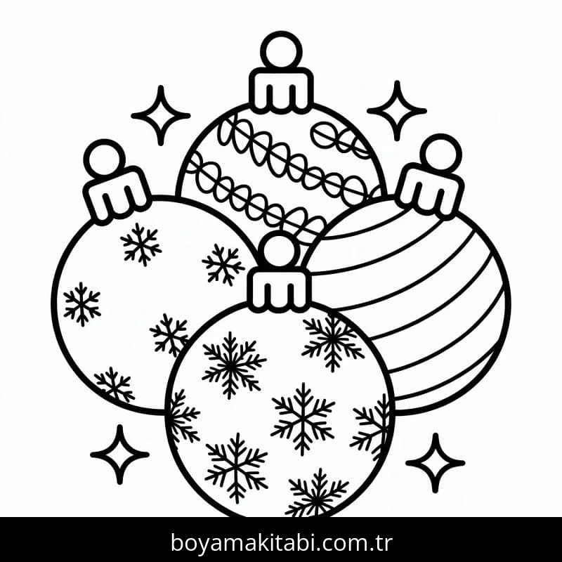 Noel Topları boyama sayfası – el becerilerini geliştirir, boyama çalışması